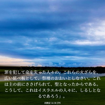Picture 03 - 民数記 16:38 JPN - 罪を犯して命を失った人々の、これ - Bible Verse Picture
