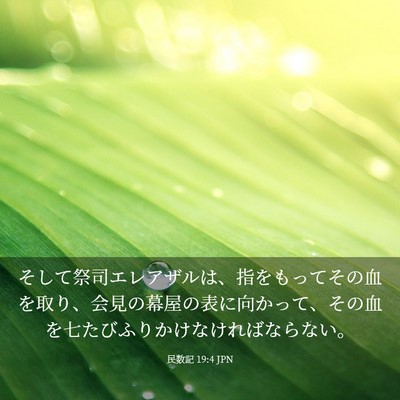 Picture 03 - 民数記 19:4 JPN - そして祭司エレアザルは、指をもっ - Bible Verse Picture