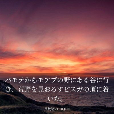 Picture 03 - 民数記 21:20 JPN - バモテからモアブの野にある谷に行 - Bible Verse Picture