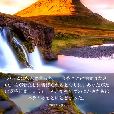 Picture 03 - 民数記 22:8 JPN - バラムは彼らに言った、「今夜ここ - Bible Verse Picture