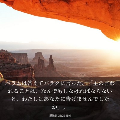Picture 03 - 民数記 23:26 JPN - バラムは答えてバラクに言った、「 - Bible Verse Picture