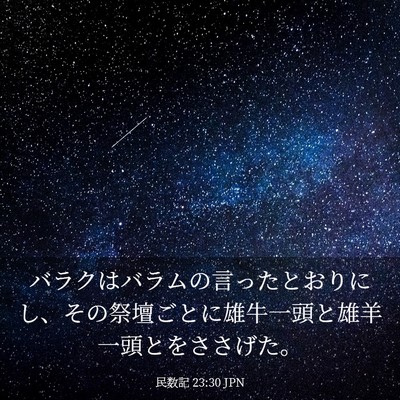 Picture 03 - 民数記 23:30 JPN - バラクはバラムの言ったとおりにし - Bible Verse Picture