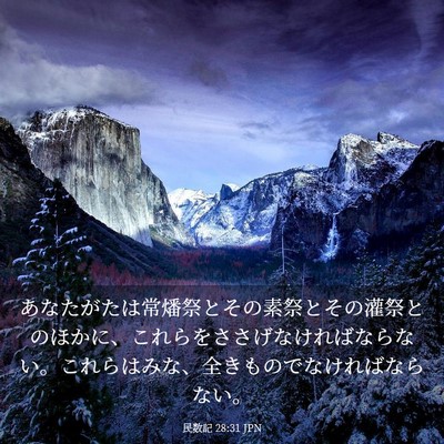 Picture 03 - 民数記 28:31 JPN - あなたがたは常燔祭とその素祭とそ - Bible Verse Picture