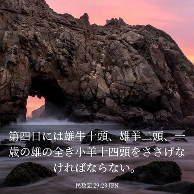 Picture 03 - 民数記 29:23 JPN - 第四日には雄牛十頭、雄羊二頭、一 - Bible Verse Picture