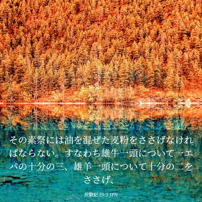 Picture 03 - 民数記 29:3 JPN - その素祭には油を混ぜた麦粉をささ - Bible Verse Picture