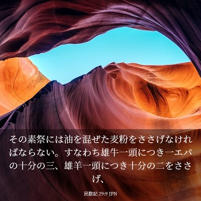 Picture 03 - 民数記 29:9 JPN - その素祭には油を混ぜた麦粉をささ - Bible Verse Picture