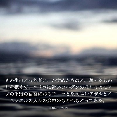 Picture 03 - 民数記 31:12 JPN - その生けどった者と、かすめたもの - Bible Verse Picture