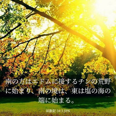 Picture 03 - 民数記 34:3 JPN - 南の方はエドムに接するチンの荒野 - Bible Verse Picture