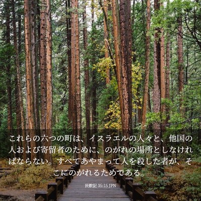 Picture 03 - 民数記 35:15 JPN - これらの六つの町は、イスラエルの - Bible Verse Picture