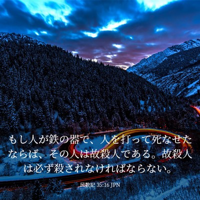 Picture 03 - 民数記 35:16 JPN - もし人が鉄の器で、人を打って死な - Bible Verse Picture
