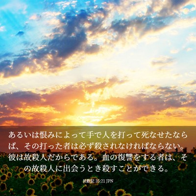 Picture 03 - 民数記 35:21 JPN - あるいは恨みによって手で人を打っ - Bible Verse Picture