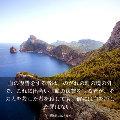 Picture 03 - 民数記 35:27 JPN - 血の復讐をする者は、のがれの町の - Bible Verse Picture