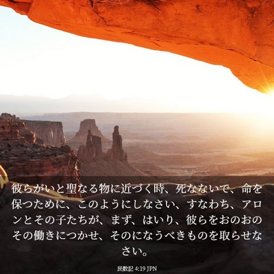 Picture 03 - 民数記 4:19 JPN - 彼らがいと聖なる物に近づく時、死 - Bible Verse Picture