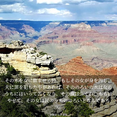 Picture 03 - 民数記 5:27 JPN - その水を女に飲ませる時、もしその - Bible Verse Picture