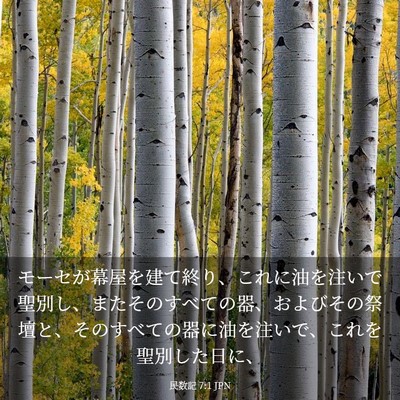 Picture 03 - 民数記 7:1 JPN - モーセが幕屋を建て終り、これに油 - Bible Verse Picture