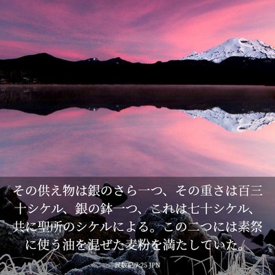 Picture 03 - 民数記 7:25 JPN - その供え物は銀のさら一つ、その重 - Bible Verse Picture