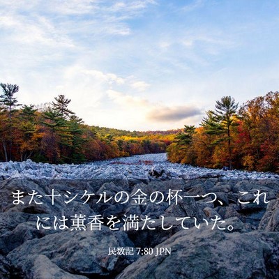 Picture 03 - 民数記 7:80 JPN - また十シケルの金の杯一つ、これに - Bible Verse Picture