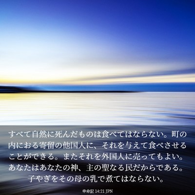 Picture 03 - 申命記 14:21 JPN - すべて自然に死んだものは食べては - Bible Verse Picture