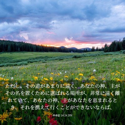 Picture 03 - 申命記 14:24 JPN - ただし、その道があまりに遠く、あ - Bible Verse Picture