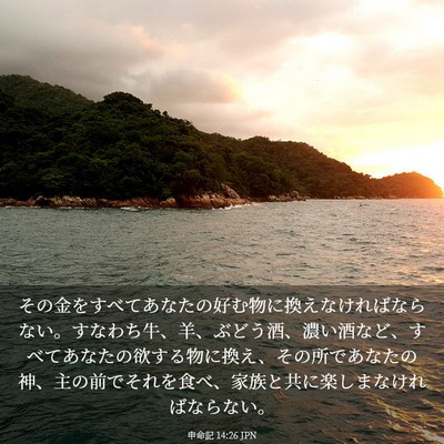 Picture 03 - 申命記 14:26 JPN - その金をすべてあなたの好む物に換 - Bible Verse Picture