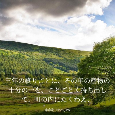 Picture 03 - 申命記 14:28 JPN - 三年の終りごとに、その年の産物の - Bible Verse Picture