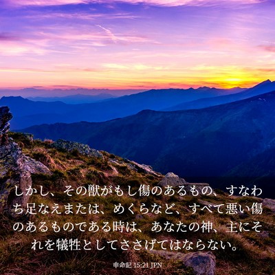 Picture 03 - 申命記 15:21 JPN - しかし、その獣がもし傷のあるもの - Bible Verse Picture