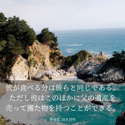 Picture 03 - 申命記 18:8 JPN - 彼が食べる分は彼らと同じである。 - Bible Verse Picture
