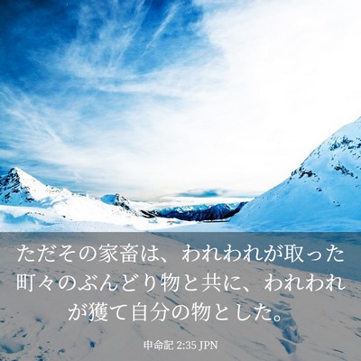 Picture 03 - 申命記 2:35 JPN - ただその家畜は、われわれが取った - Bible Verse Picture