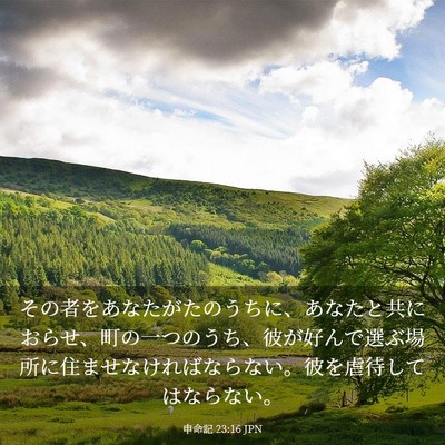 Picture 03 - 申命記 23:16 JPN - その者をあなたがたのうちに、あな - Bible Verse Picture