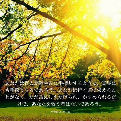 Picture 03 - 申命記 28:29 JPN - あなたは盲人が暗やみに手探りする - Bible Verse Picture