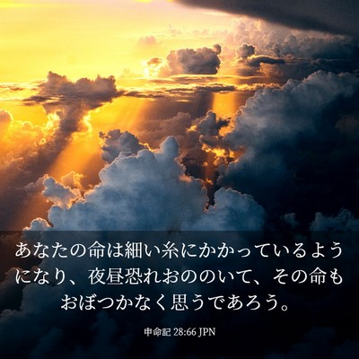 Picture 03 - 申命記 28:66 JPN - あなたの命は細い糸にかかっている - Bible Verse Picture