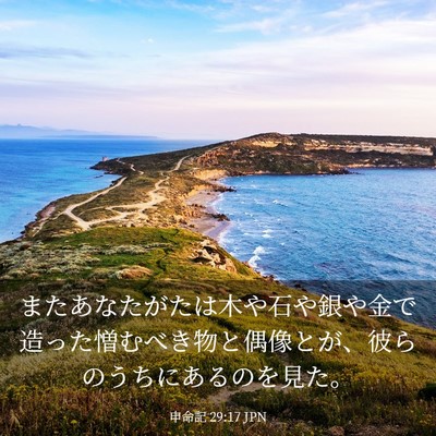 Picture 03 - 申命記 29:17 JPN - またあなたがたは木や石や銀や金で - Bible Verse Picture