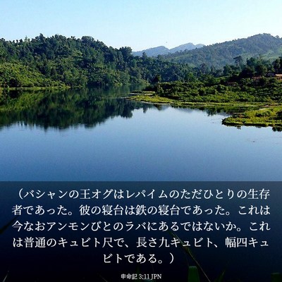 Picture 03 - 申命記 3:11 JPN - （バシャンの王オグはレパイムのた - Bible Verse Picture