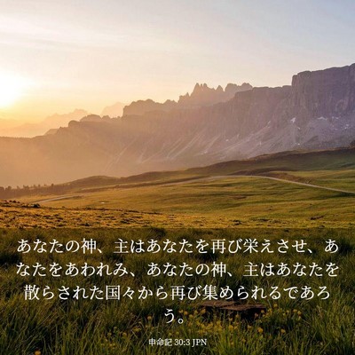 Picture 03 - 申命記 30:3 JPN - あなたの神、主はあなたを再び栄え - Bible Verse Picture