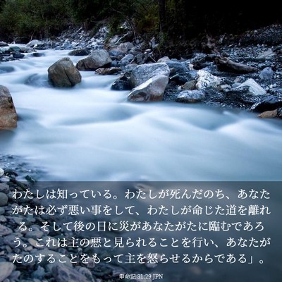Picture 03 - 申命記 31:29 JPN - わたしは知っている。わたしが死ん - Bible Verse Picture