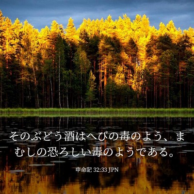 Picture 03 - 申命記 32:33 JPN - そのぶどう酒はへびの毒のよう、ま - Bible Verse Picture