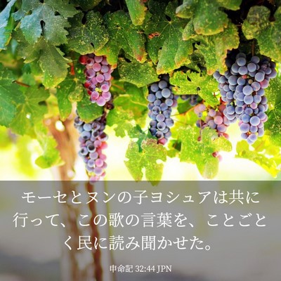 Picture 03 - 申命記 32:44 JPN - モーセとヌンの子ヨシュアは共に行 - Bible Verse Picture