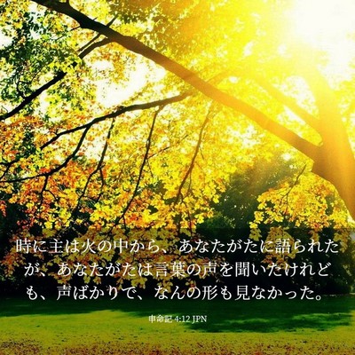 Picture 03 - 申命記 4:12 JPN - 時に主は火の中から、あなたがたに - Bible Verse Picture