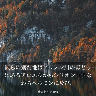 Picture 03 - 申命記 4:48 JPN - 彼らの獲た地はアルノン川のほとり - Bible Verse Picture