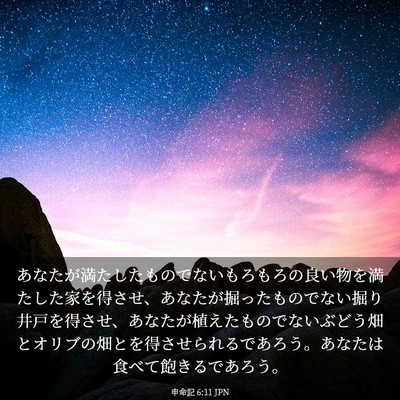 Picture 03 - 申命記 6:11 JPN - あなたが満たしたものでないもろも - Bible Verse Picture
