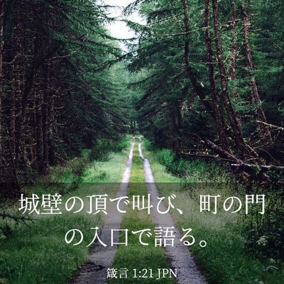 Picture 03 - 箴言 1:21 JPN - 城壁の頂で叫び、町の門の入口で語 - Bible Verse Picture