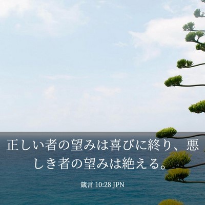 Picture 03 - 箴言 10:28 JPN - 正しい者の望みは喜びに終り、悪し - Bible Verse Picture