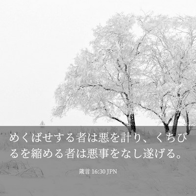 Picture 03 - 箴言 16:30 JPN - めくばせする者は悪を計り、くちび - Bible Verse Picture