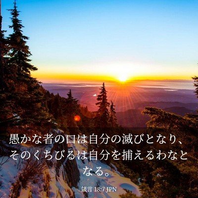 Picture 03 - 箴言 18:7 JPN - 愚かな者の口は自分の滅びとなり、 - Bible Verse Picture