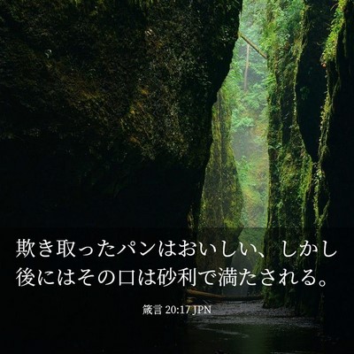 Picture 03 - 箴言 20:17 JPN - 欺き取ったパンはおいしい、しかし - Bible Verse Picture