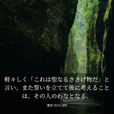 Picture 03 - 箴言 20:25 JPN - 軽々しく「これは聖なるささげ物だ - Bible Verse Picture