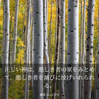Picture 03 - 箴言 21:12 JPN - 正しい神は、悪しき者の家をみとめ - Bible Verse Picture