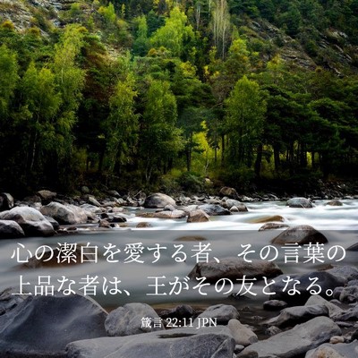 Picture 03 - 箴言 22:11 JPN - 心の潔白を愛する者、その言葉の上 - Bible Verse Picture
