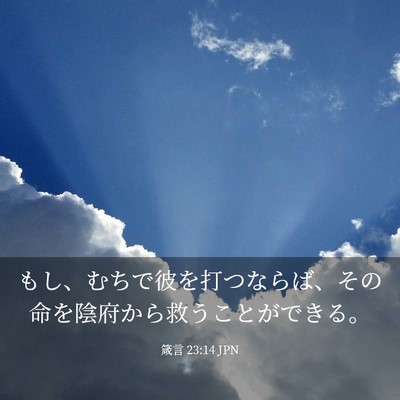 Picture 03 - 箴言 23:14 JPN - もし、むちで彼を打つならば、その - Bible Verse Picture