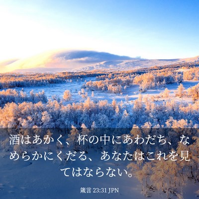 Picture 03 - 箴言 23:31 JPN - 酒はあかく、杯の中にあわだち、な - Bible Verse Picture